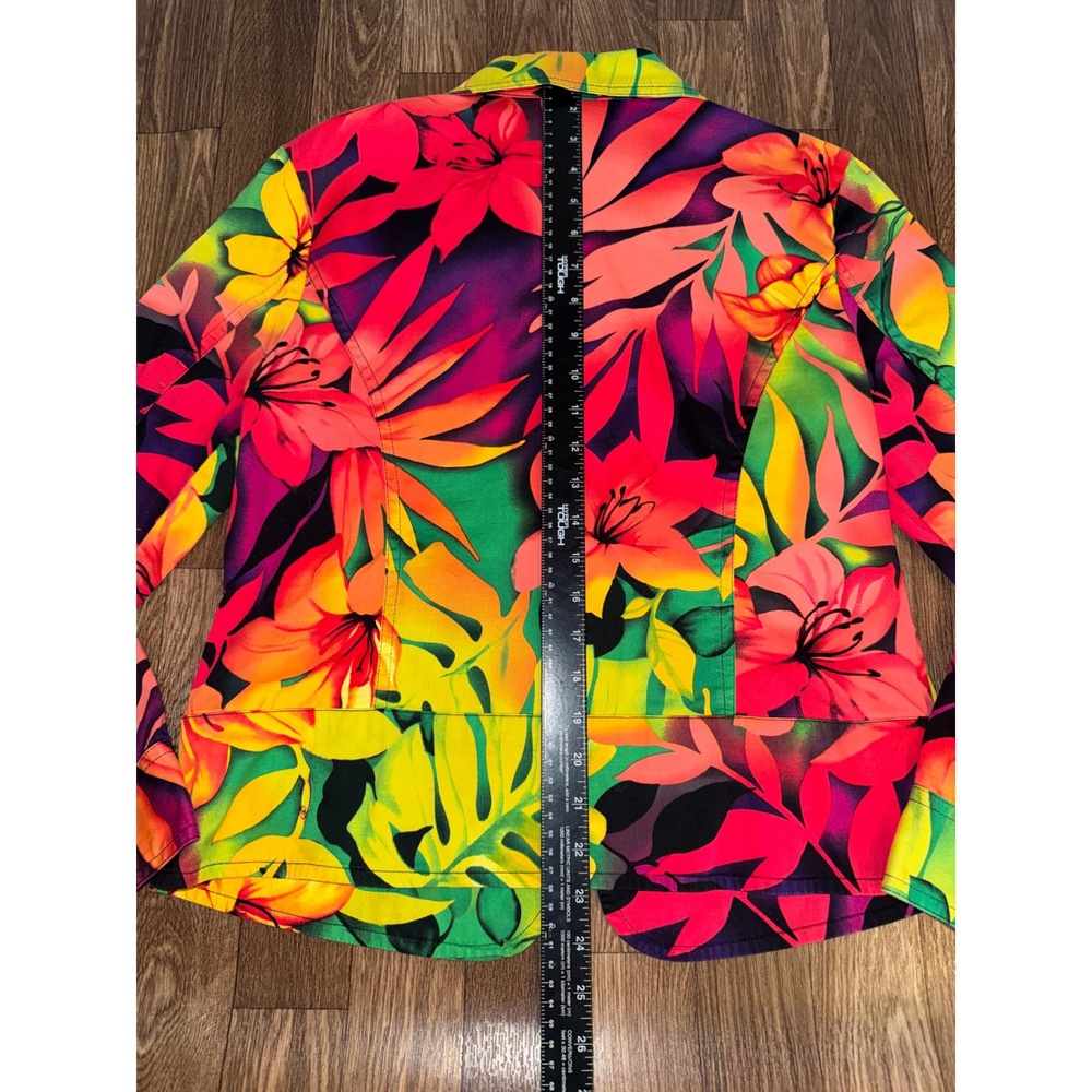 Erin London Tropical Floral Print Zip Up Jacket Blazer Women's Size S - Picture 7 of 8